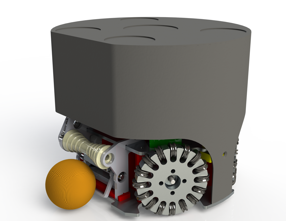 SolidWorks rendering of the complete robot soccer chassis